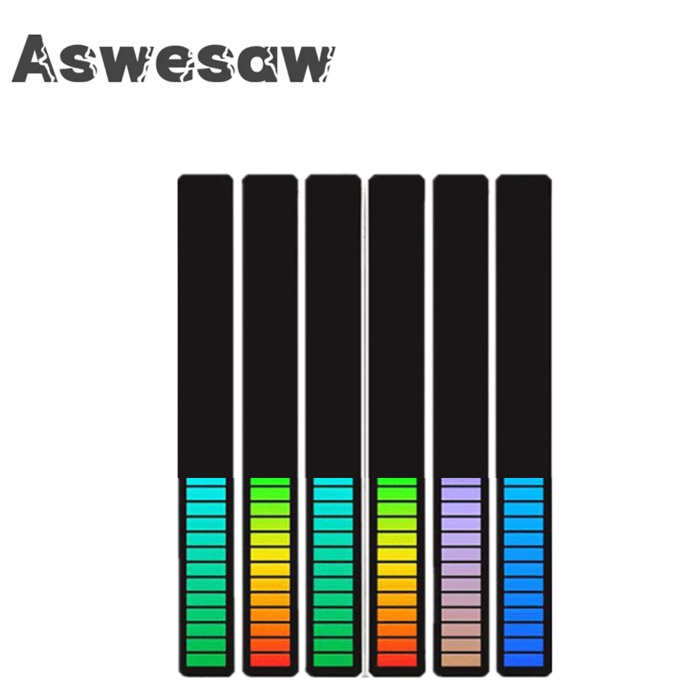 

Aswesaw Car control light RGB sound control music rhythm atmosphere light 32 LED 18 color car home decoration light