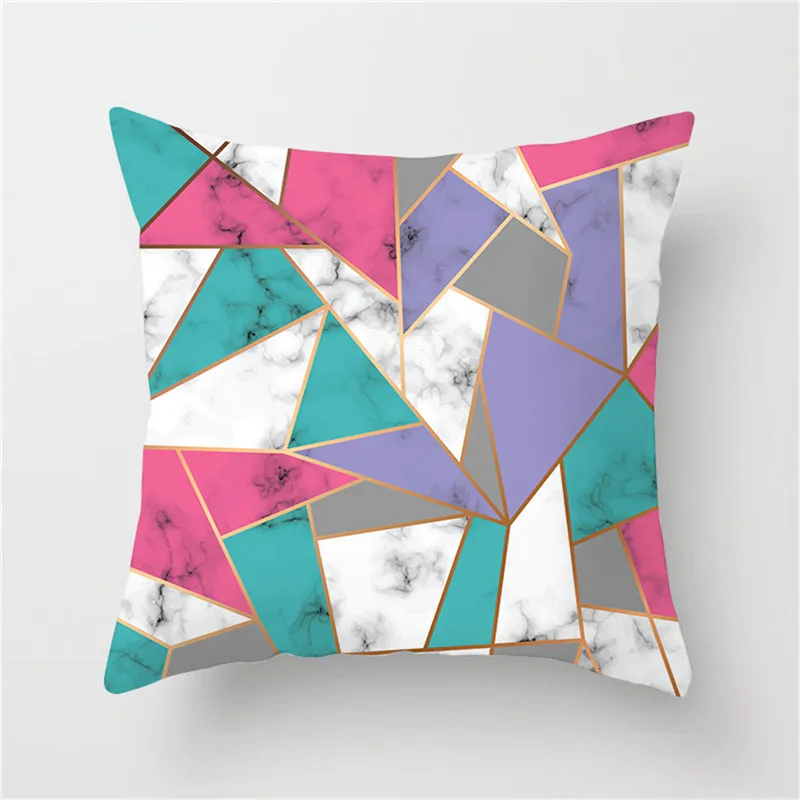 Fuwatacchi Geometric Cushion Cover Marble Rose Gold Line Patchwork Pillow for Home Sofa Chair Plaid Decorative Pillowcases | Дом и сад