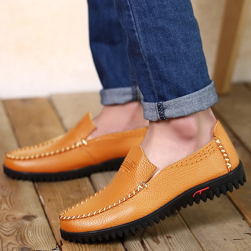 

Big Size 36-47 2021 Fashion Men Loafers Soft Moccasins Spring Autumn Genuine Leather Shoes Men Soft Flats Mens Driving Shoes