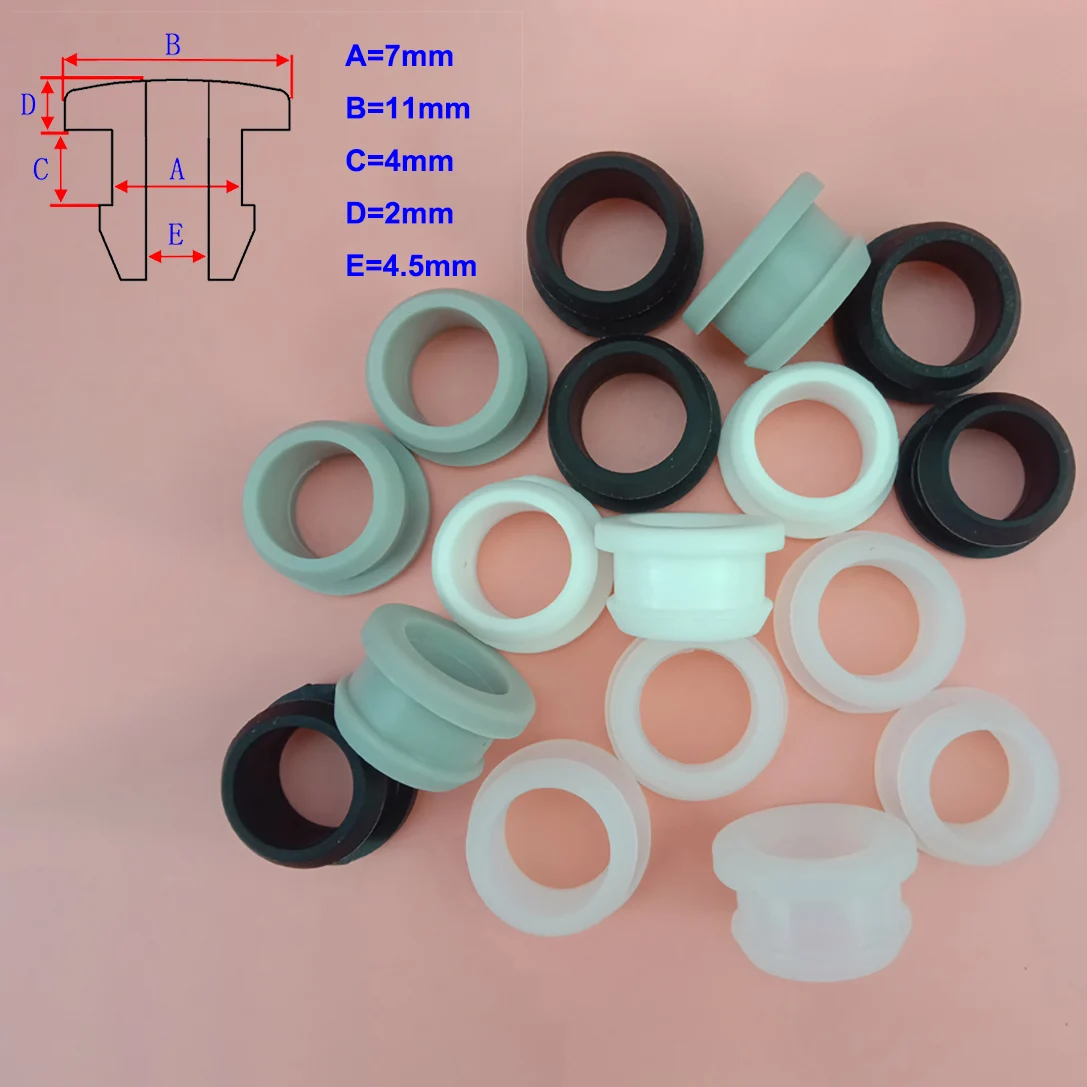 

5-100pcs 7mm Silicone Rubber Hole Caps Through Hole ID 4.5mm Plug Cover Snap-on Gasket Grommet Wire Cable Protect Seal Stopper