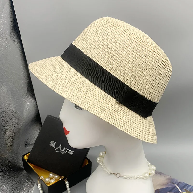 

New Fashion Casual Sun Hat Summer Shade Straw Hat Women Dome Ribbon Fisherman Hat Travel Beach Sunhat Ladys UV Protection Cap