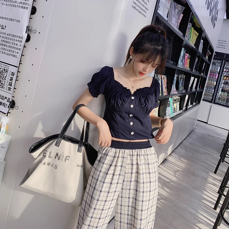 Женский комплект из двух предметов плиссированная блузка с квадратным