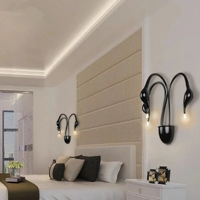 Новый дизайн лебедь Настенные светильники спальня изголовье прикроватная лампа