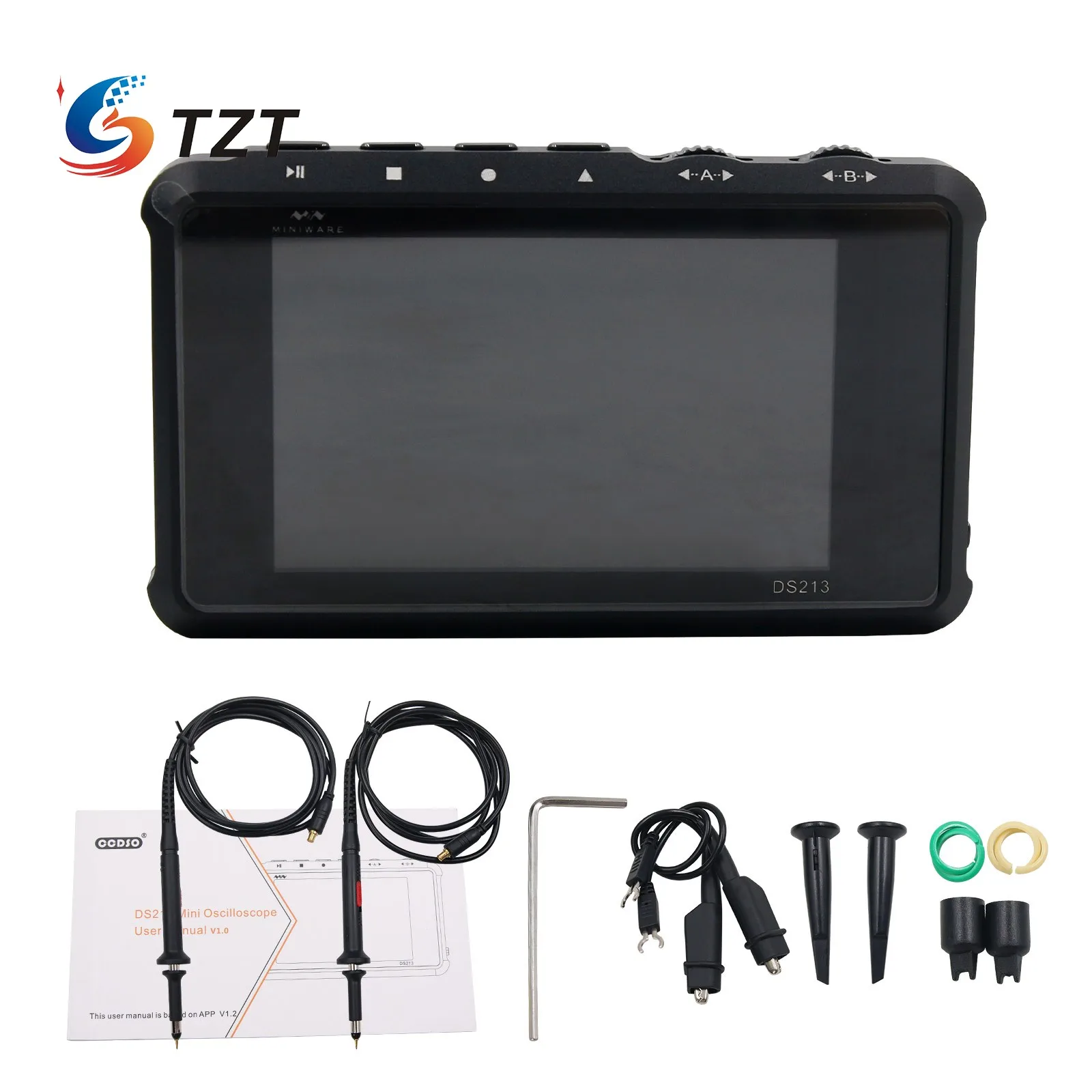 

TZT 4 Channel 100MS/s MINI Nano DSO213 DS213 Professional Portable Digital Oscilloscope Digital DSO 213 DS 213 with X1 & X10 Pro