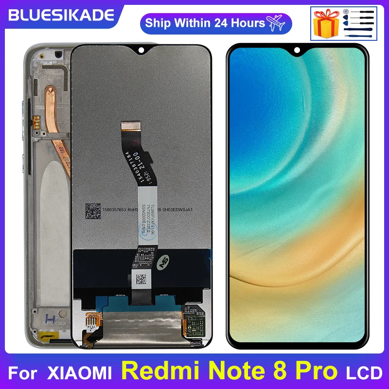 

ЖК-дисплей 6,53 дюйма для Xiaomi Redmi Note 8 Pro, сенсорный экран, дигитайзер для Redmi 2015105, M1906G7I, M1906G7G, запасные части