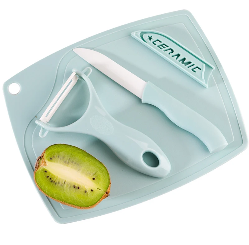 

3pcs/set Kitchen Sharp Ceramic Knife Kitchen Knives Chef Knife Cutting Board Peeler White Zirconia Blade Skid Handle Knife Sets