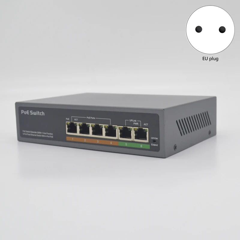 PSE604EX V2.0 Стандартный 48 в 4 + 2 порта умный Poe коммутатор POE камера сеть для Cctv (ЕС