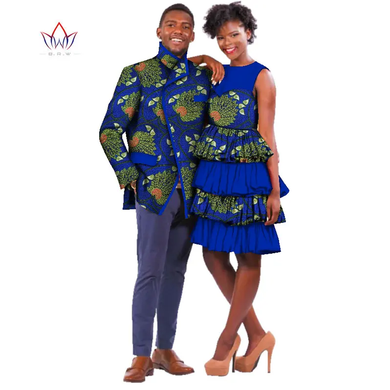 Bintarealwax High Quality Sweet Couple Clothes African Wax Print Clothing Bazin Summer Plus Size Clothes for Party BRW WYQ63