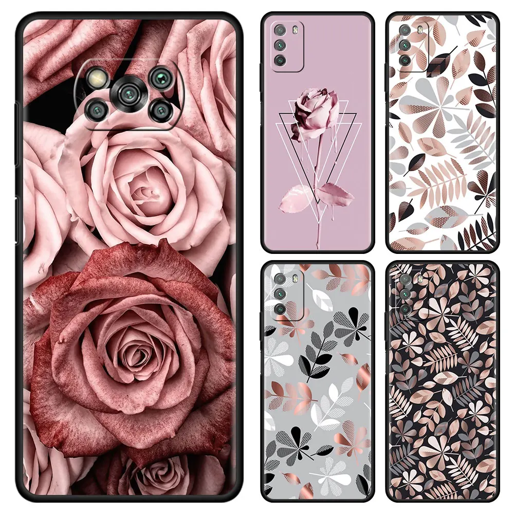 

Fashion Flower Leaf Fitted Case For Xiami Poco X3 NFC M3 F1 F3 GT Phone Capa For Redmi K40 Pro Mi 10T Pro Matte Soft Cover