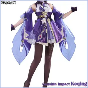 Аниме Genshin Impact Keqing, игровой костюм, фиолетовое милое платье, костюм для косплея, костюм для Хэллоуина для женщин, новинка