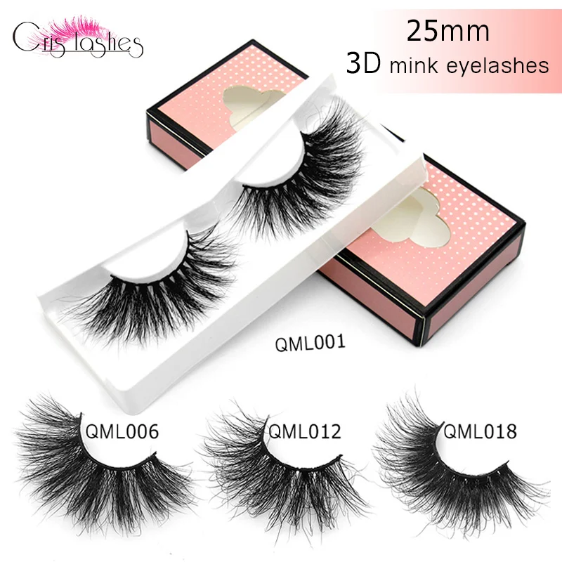 Норковые накладные ресницы Crislashes 25 мм 3D полная полоска натуральные норковые