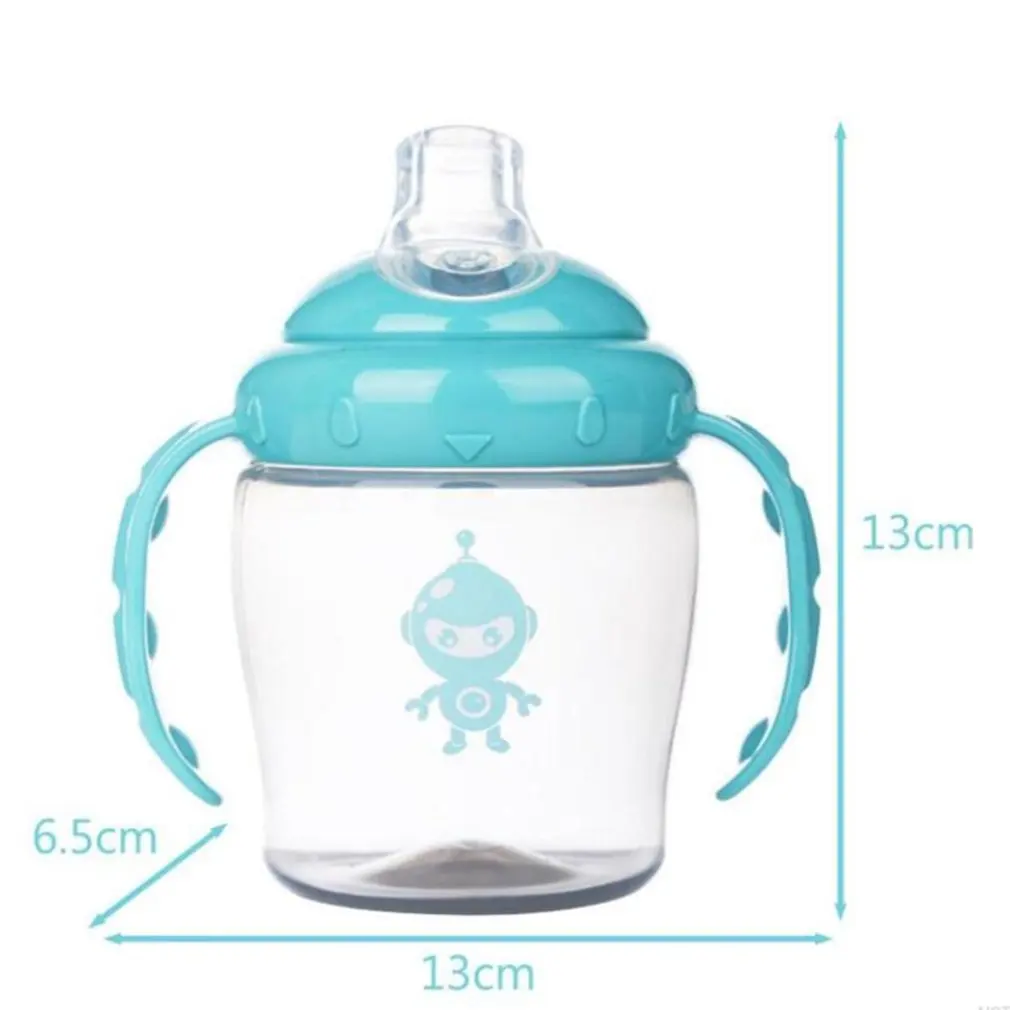 

New Robot Printing Pp Duckbill Cup Baby Training Drinking Cup Baby Kettle Double Handle Learning Drink Cup