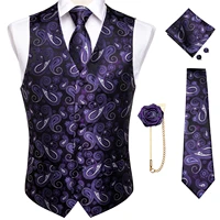 mens suit vest tie set wedding party vest dressed homme tuxedo waistcoat casual sleeveless jacket silk necktie pocket square