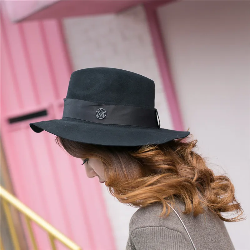 Модная шляпа Fibonacci для женщин Федора из 100% шерсти элегантная женская с лентой и