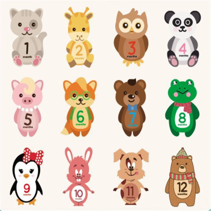12 шт./компл. месяц Стикеры новорожденные дети памятная карточка для детских