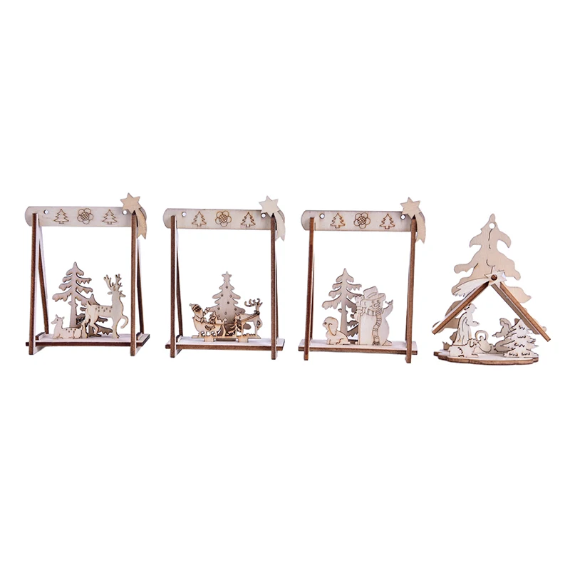 1 шт./лот DIY креативные маленькие полые рождественские деревянные украшения для