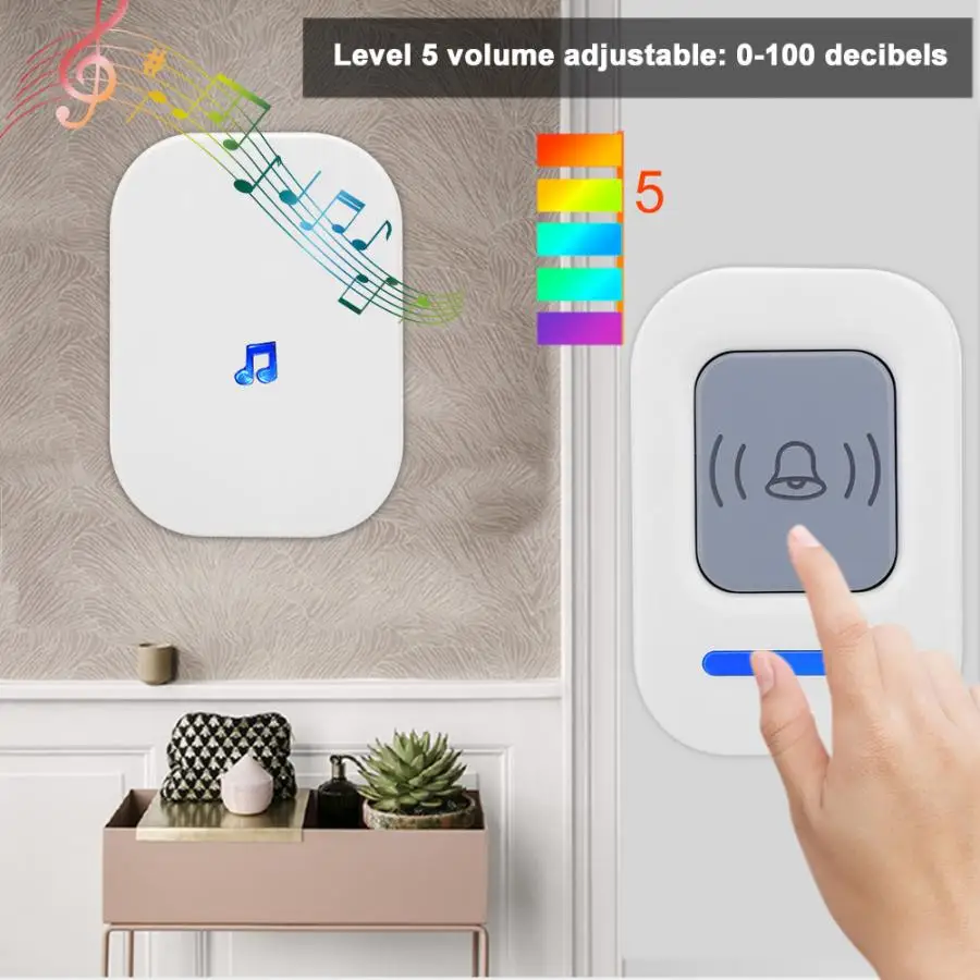 Домашний Беспроводной дверной звонок 984.3ft музыкальный на большое расстояние