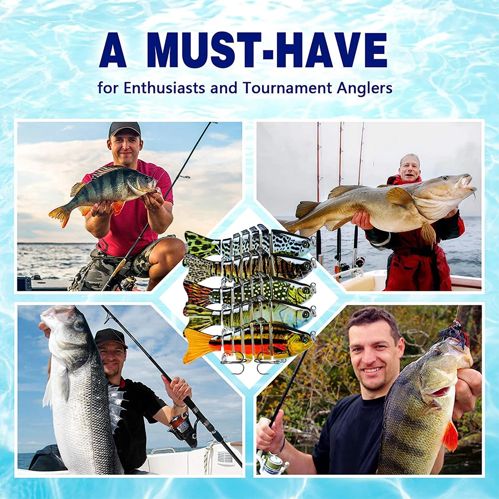 

100mm Fishing Lure Swimbait Set Trolling Swim Minnow Wobbler Multi-section Hard Bait 15g #6 Artificial Crankbait JerkBait