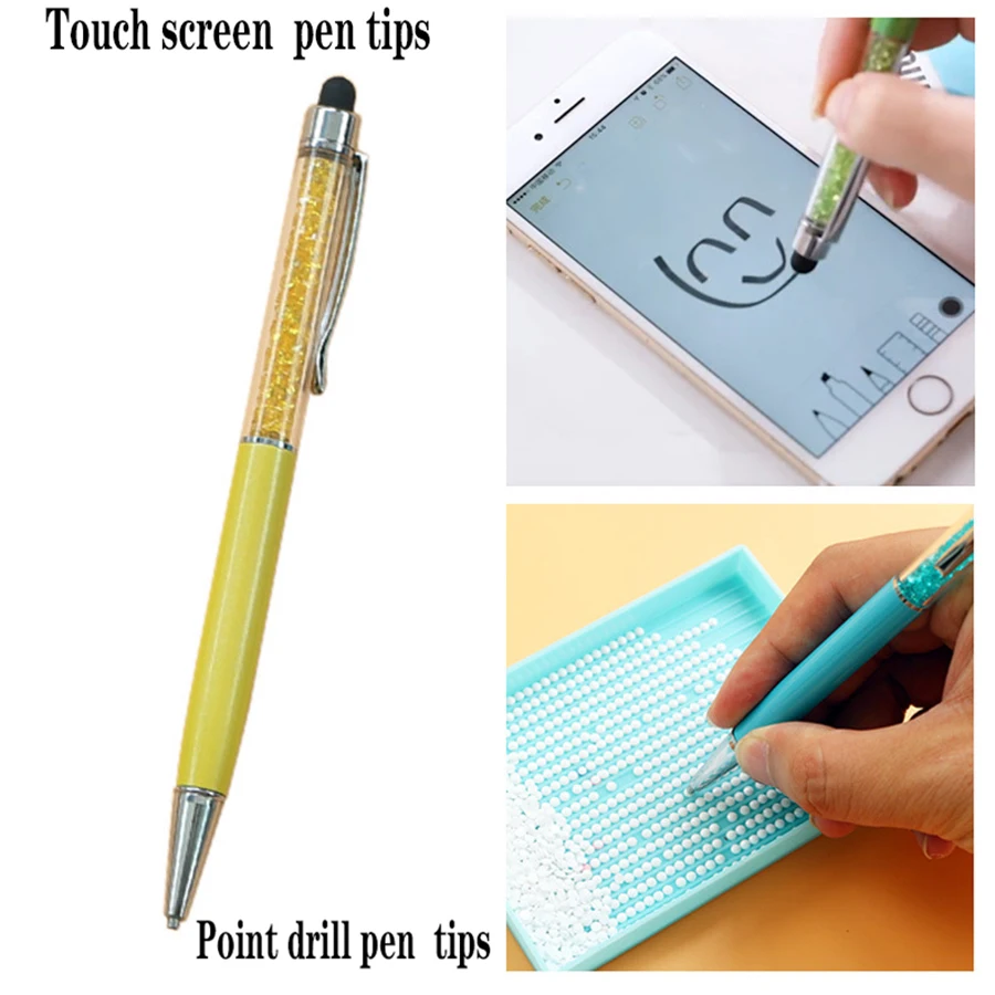 

New double-headed dual-purpose point drill pen, square circle diamond painting tool with touch screen nib embroidery accessories