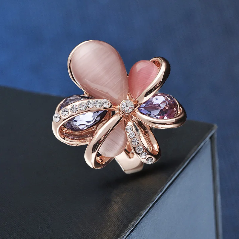 Женское кольцо из розового золота с опалом|gift|gift box tissue papergift ring |