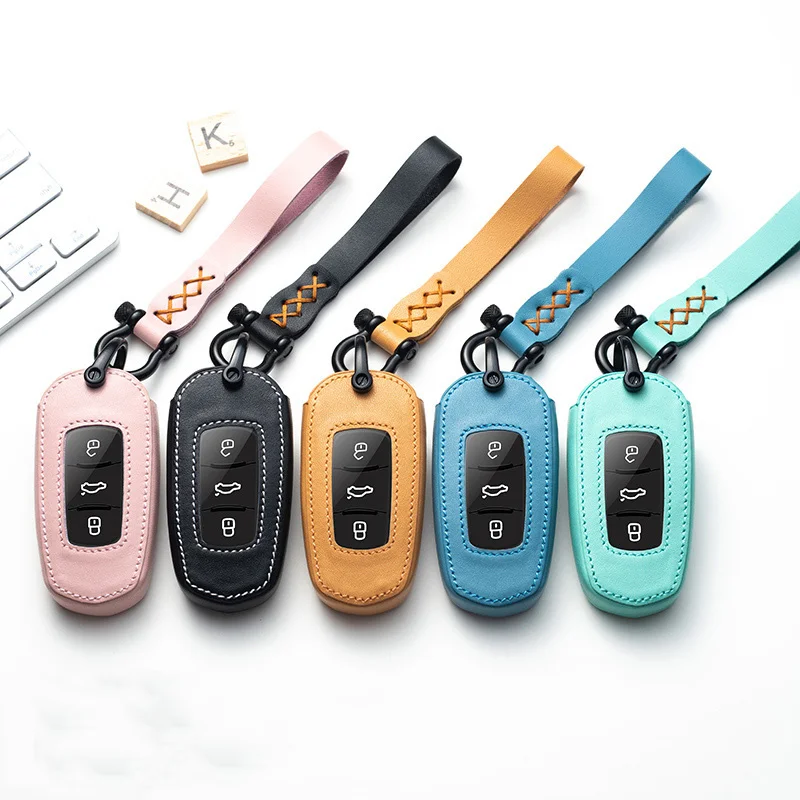 Защитный кожаный чехол для автомобильного ключа дистанционное управление Geely Atlas