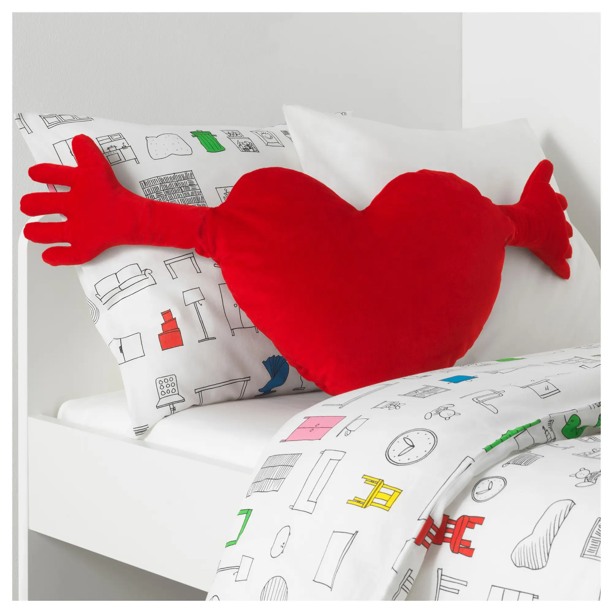 

YIJA Red Heart plush toy stuffed doll cartoon hug pillow cushion kid bedtime story friend birthday gift christmas present 1pc
