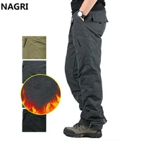 men winter autumn fleece thick cargo pants military tactical multi pocket waterproof outwear overalls hiking work casual pants