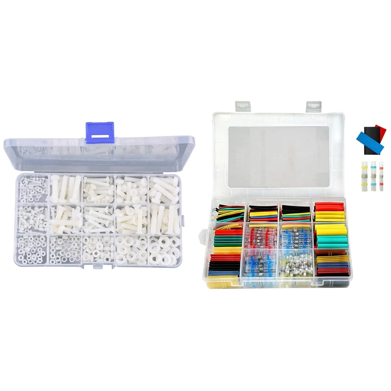 

448 Pcs Solder Seal Wire Connectors Butt Tubes & 420 Pcs M2 M2.5 M3 M4 M5 M6 Nylon Screw Nut Washer Kit