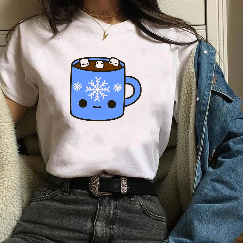 Женская модная Новогодняя одежда с принтом Merry Christmas женская футболка Kawaii футболка Camisas панк женские футболки