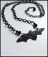 punk black bat animal metal pendant necklace gothic hip hop rap fashion jewelry gifts cool accessories dark jewelry