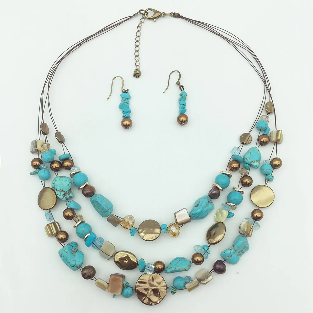 Винтажное ожерелье в стиле панк с зелеными натуральными камнями серьги подвески