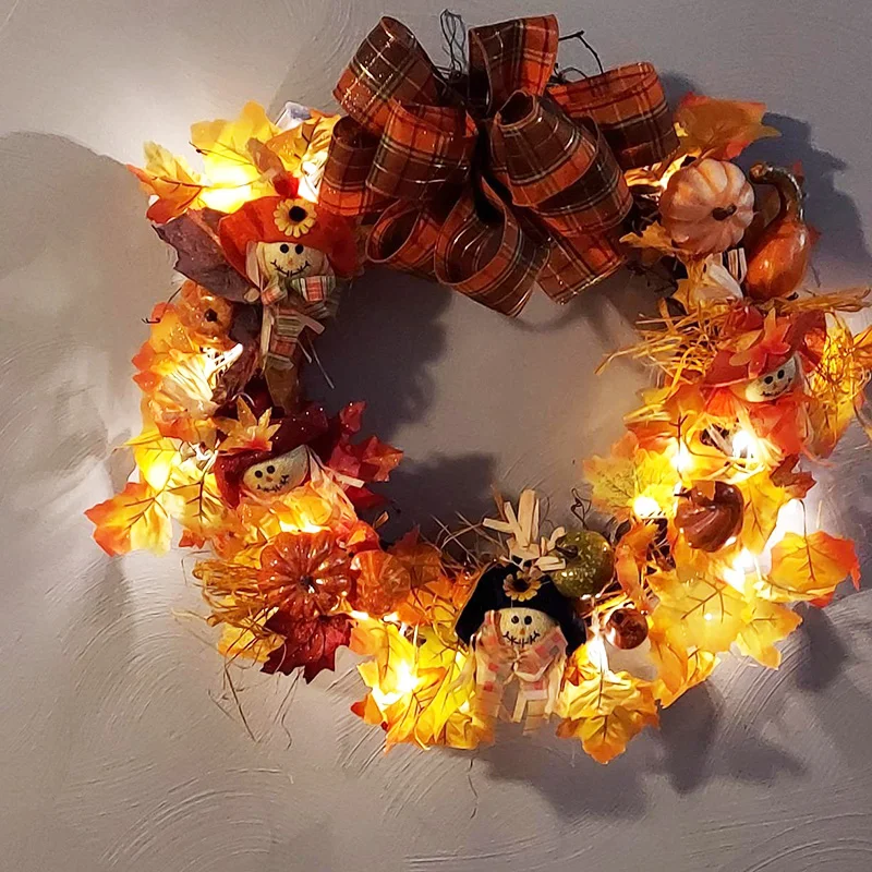 

Thanksgiving Decoration Fall Maple Leaves String Lights Autumn Garland Light Halloween Fireplace Thanksgiving Home Indoor Decor
