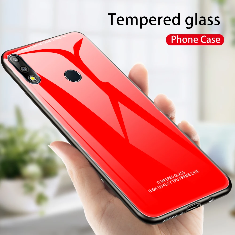 Роскошный закаленный стеклянный чехол для Asus Zenfone Max Pro M2 ZB633KL ZB631KL M1 ZB601KL ZB602K стеклянная зеркальная Капа Coque Funda Bag - Цвет: Red