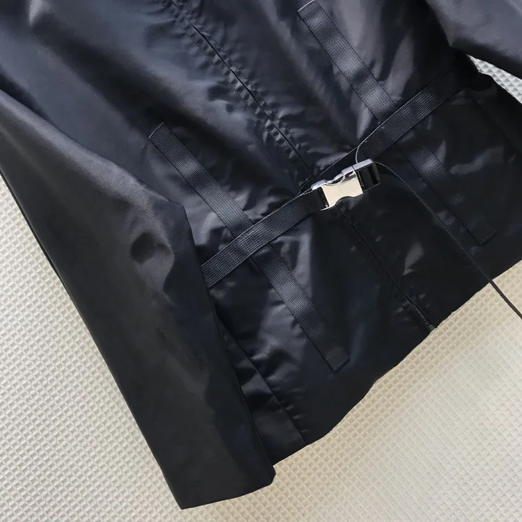 

Luxury Brand Short Trench Jacket Women 2021 Spring Casual Lapel Slim Stand Coat Black Long Sleeve Sashes Windbreaker Sport Coats