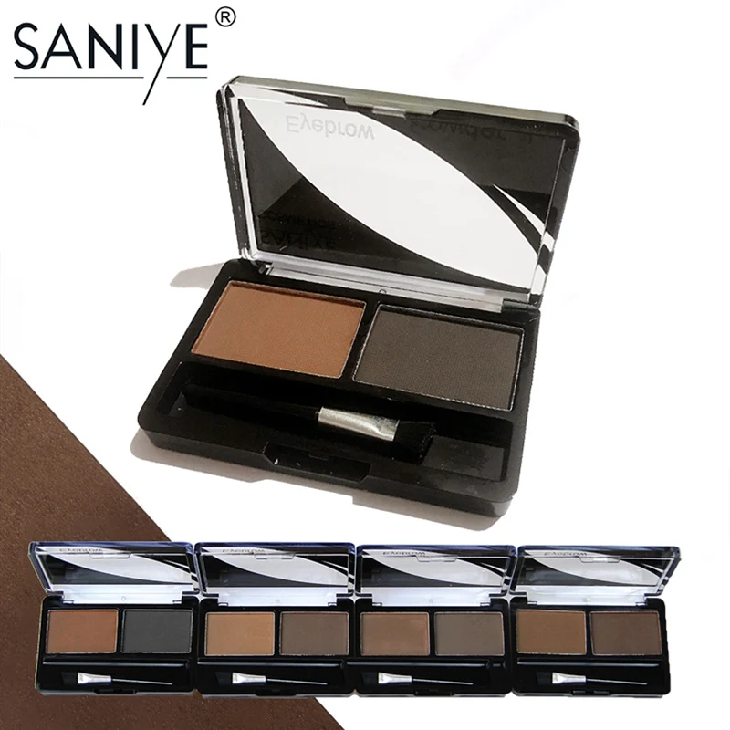 SANIYE 2 Colors Eyebrow Powder Palette Eye Brow Enhancer Professional Waterproof Makeup Eye Shadow With Brush E0220