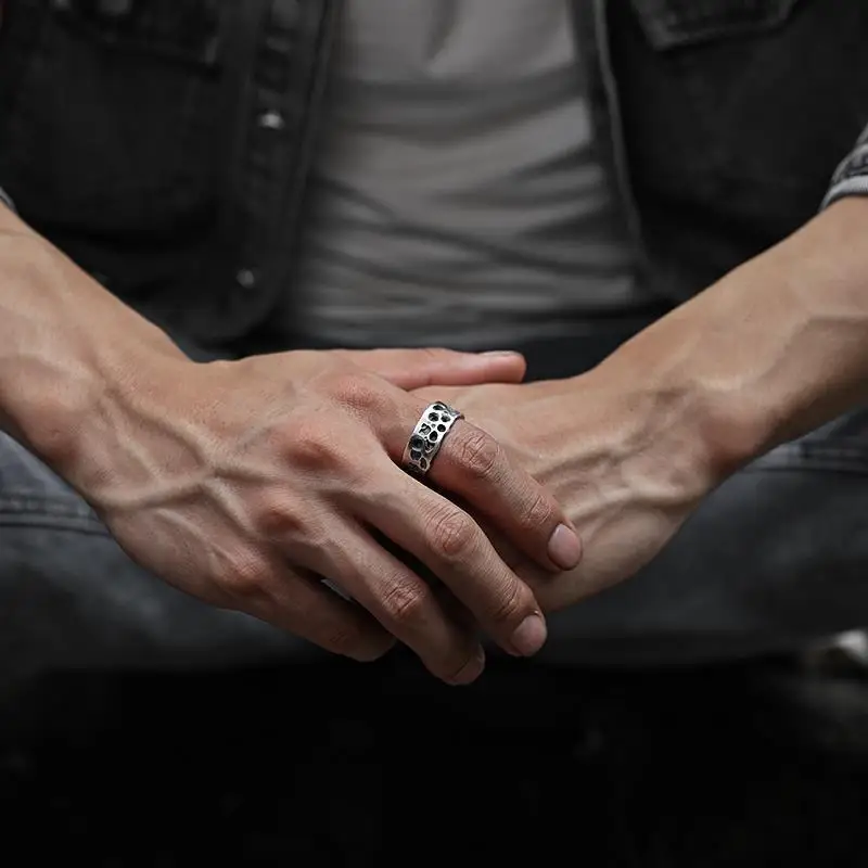 Кольца мужские с изменяемым размером ажурные панковские готические брикеты в