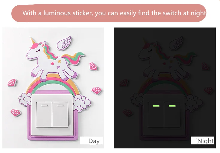 Наклейки в виде животных единорог фламинго мультфильм декор для комнаты 3D