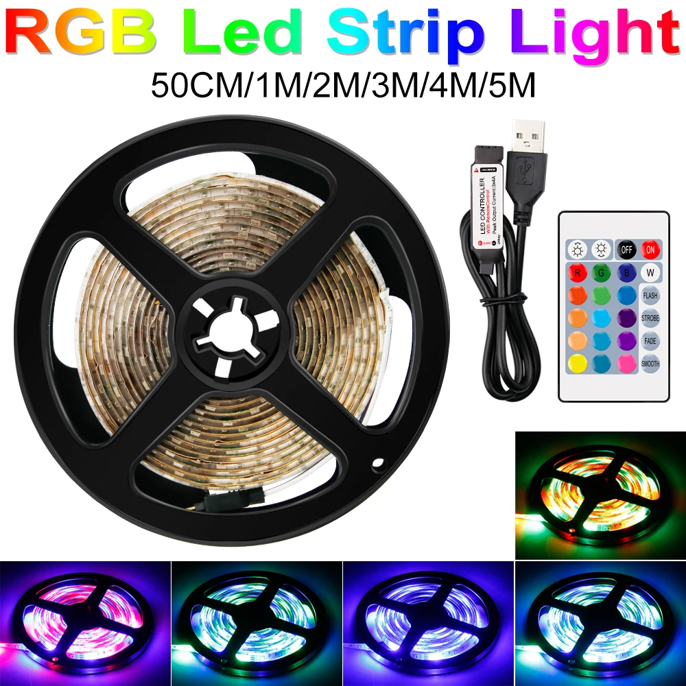 220V Светодиодные ленты RGB ТВ Подсветка 110V US/EU Plug 0,5 м~ 5 м 2835 5V USB Светодиодные ленты светильник с пультом дистанционного управления Ambi светильник лампа веревка мигающий