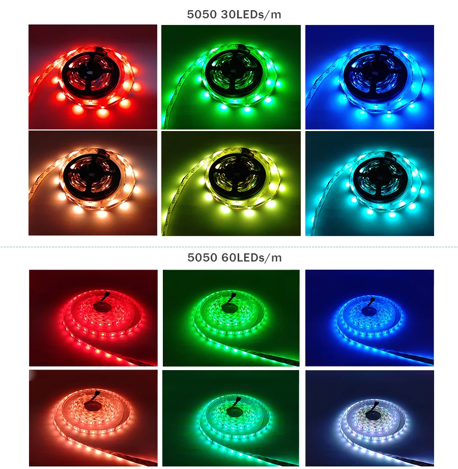 Светодиодные ленты светильник SMD 5050 RGB 5 м 10 60 светодиодов/м 30 светодиодов/M лента