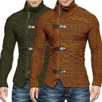korean fashion autumn winter mens sweater coat casual cardigan men solid turtleneck malemens sweater slim knitting thick clot