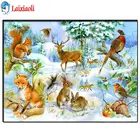 Полная квадратная алмазная живопись Лисий мех кролика оленя птица, белка Животные Алмазная вышивка алмазов картина Полный Круглый Рождество 