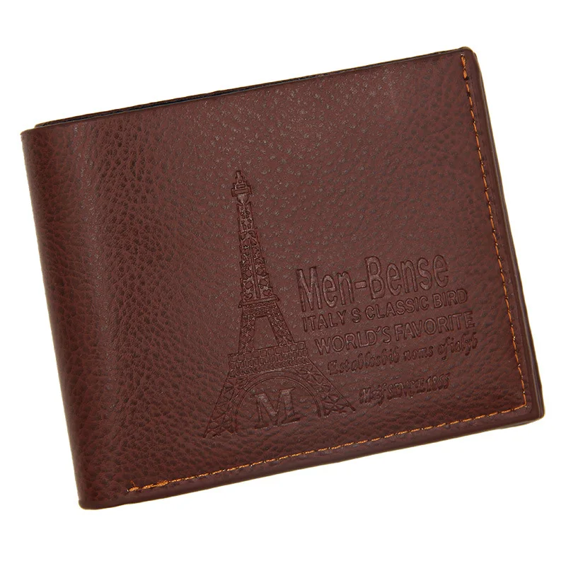 New Men's Wallet Short Leather Solid Luxury Thin Lychee Pattern Purses Credit Card Holder Business Male Purse |