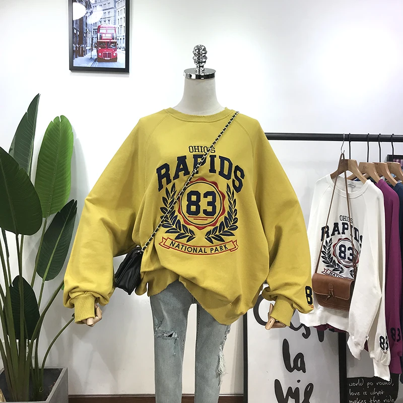 Корейская Весенняя новая свободная толстовка с капюшоном для женщин большого