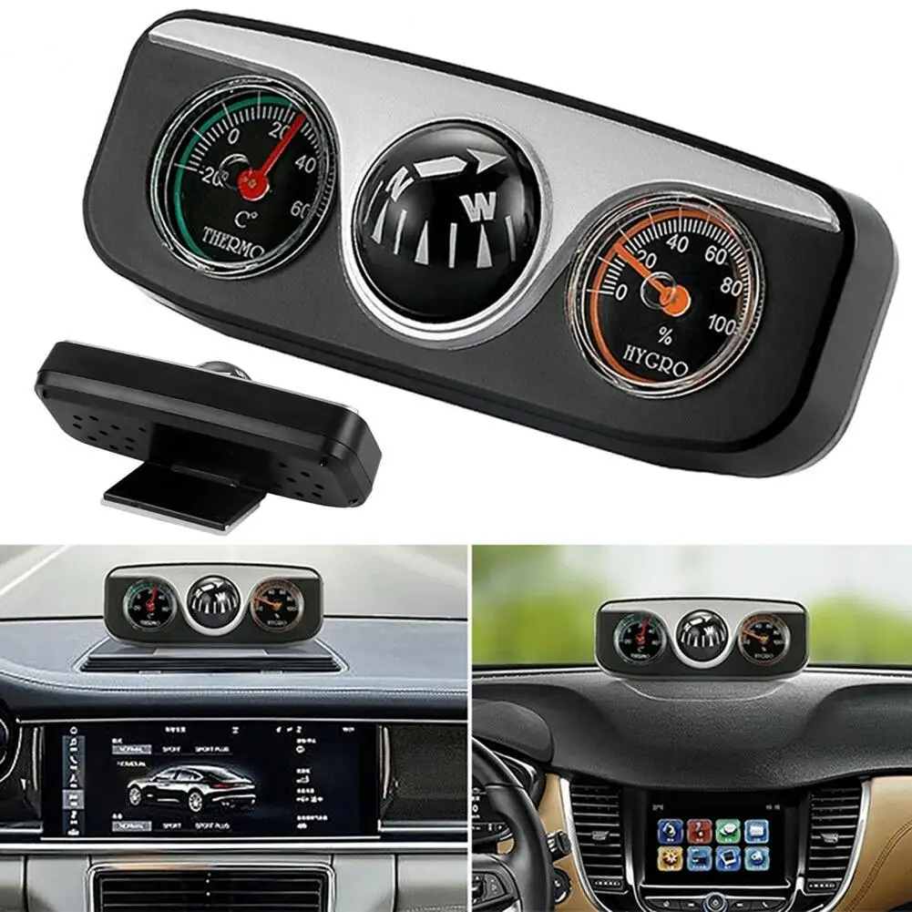 

11.2cm 3 in 1 Car Vehicle Dashboard Thermometer Hygrometer Compass Navigation Ball Navigation Compass Camping Hiking