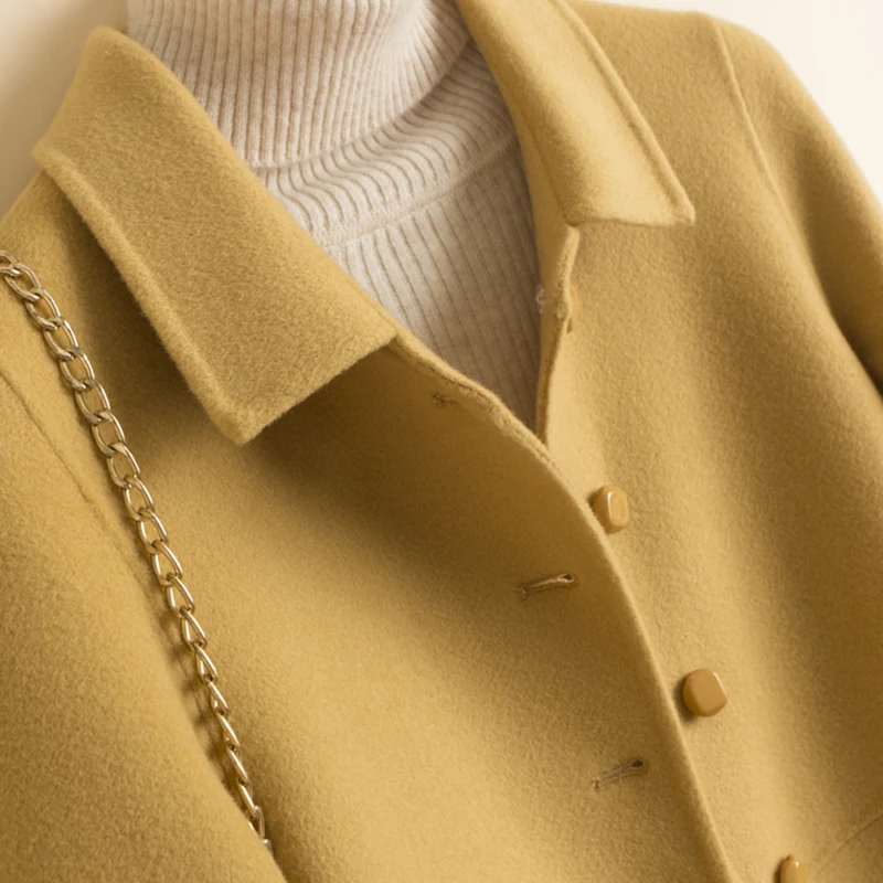 Осенне-зимнее Новое двустороннее кашемировое пальто Женское средней длины выше