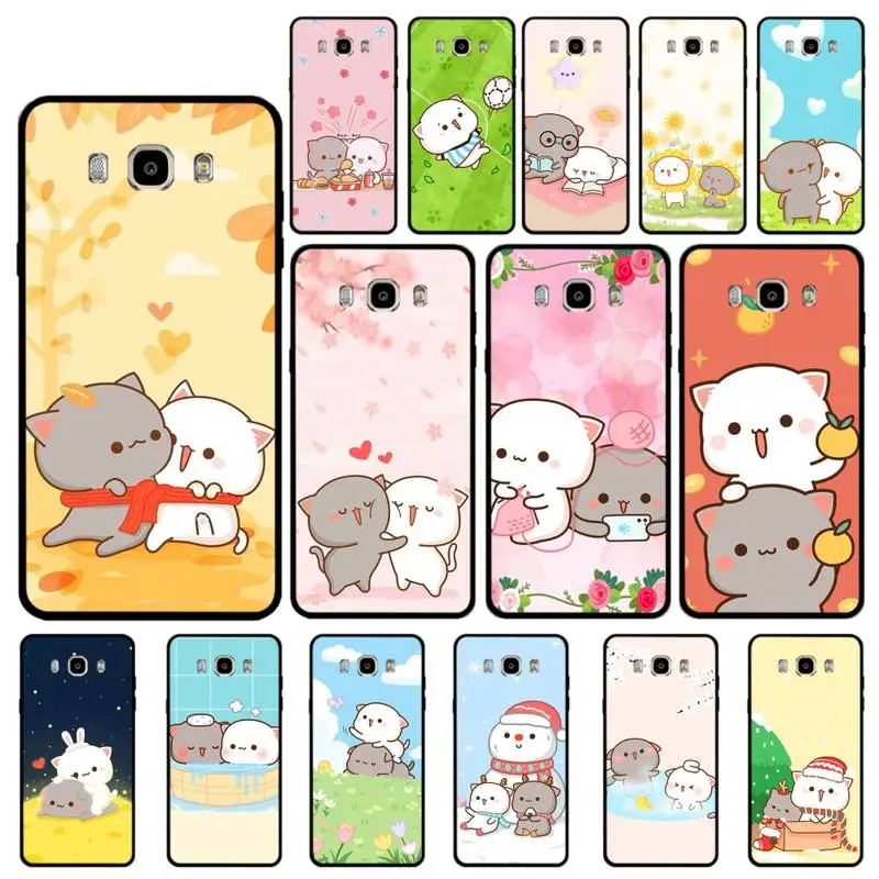 

Peach cat cute cartoon couple Phone Case for Samsung J 4 5 6 7 8 prime plus 2018 2017 2016 J7 core