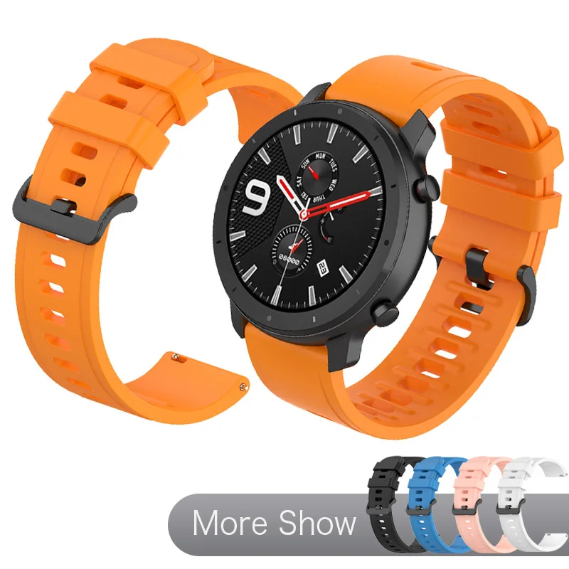 

Ремешок для часов Huami Amazfit GTR 47 мм, мягкий силиконовый браслет для Samsung Galaxy Watch 3 45 мм 46 мм Gear S3, 22 мм