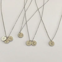 fashion 26 letters pendant necklace for woman cute rose gold color sequins stainless steel round necklace wedding jewelry