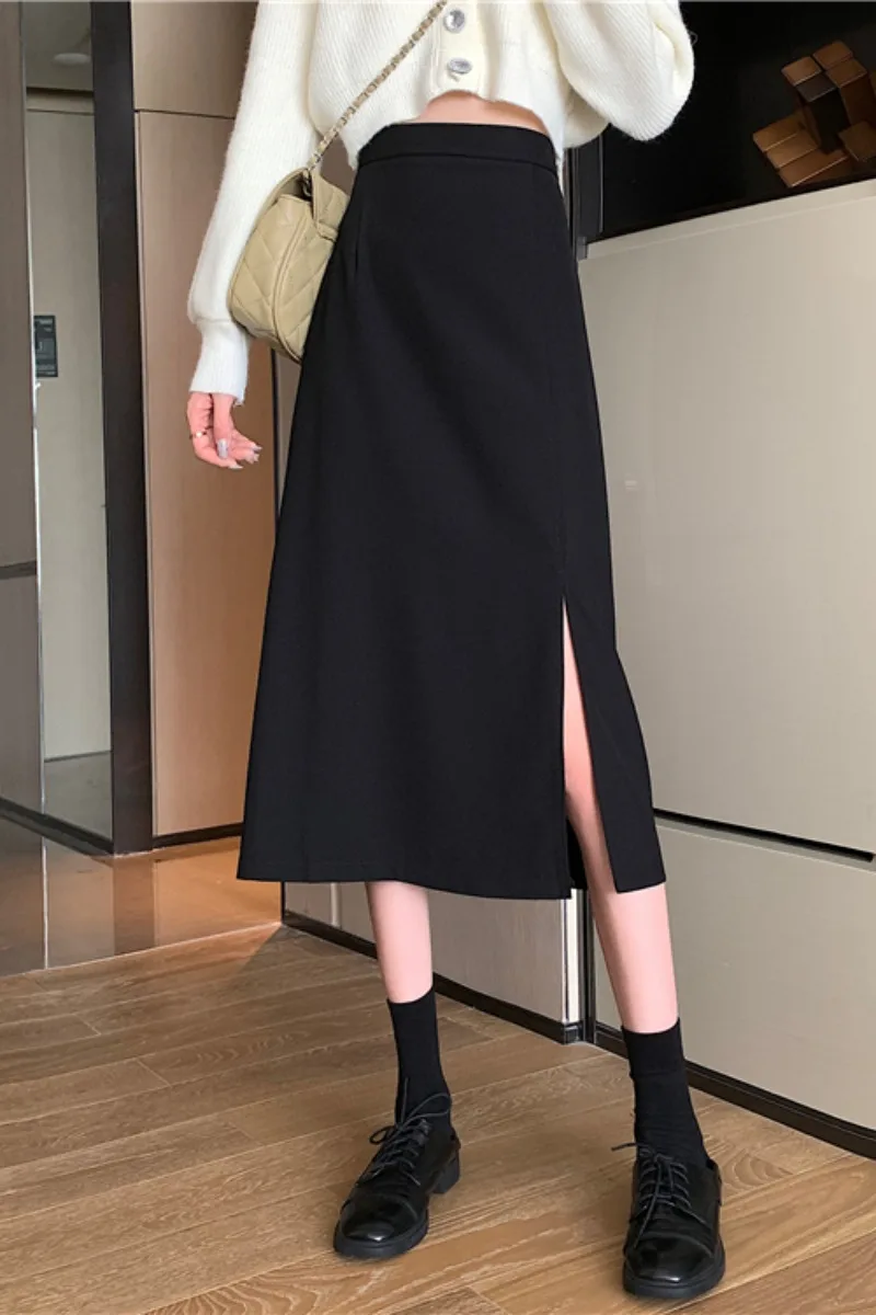 

skirts womens High Waist Midi Skirt Women summer streetwear casual split Hem Asymmetric long Skirt ladies 2021 new