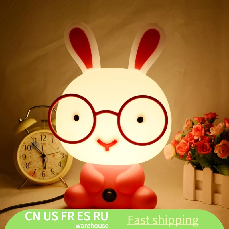 

LED Night Light Baby Sleeping Lamp Cartoon Rabbit Home Decor Table Lamp Christmas Gift With EU/US Plug Home Decoration